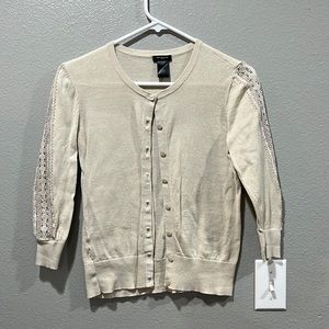 Anne Taylor Button Up with Lace Sleeve Detail